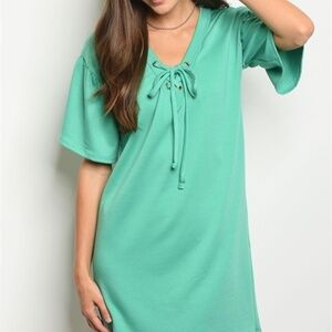 Mint Tunic Lace Up Dress
